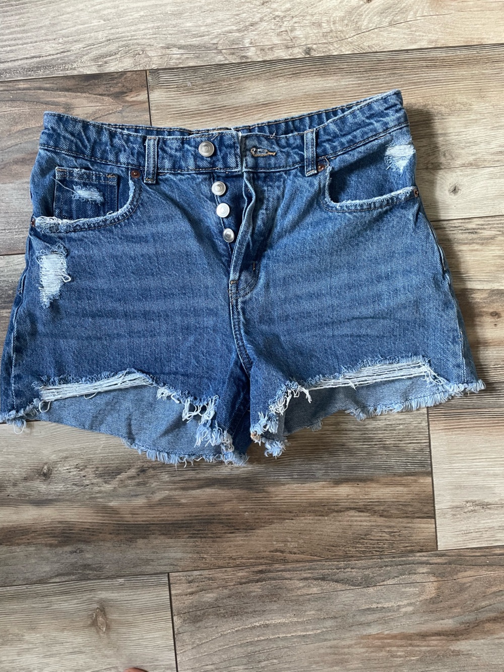 H&M Distressed Blue Denim Jean Shorts